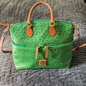 Dooney Bourke Dillon Ostrich Green satchel Tote Handbag